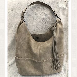 Grey Suede Tassel Hobo Bag/ Purse
